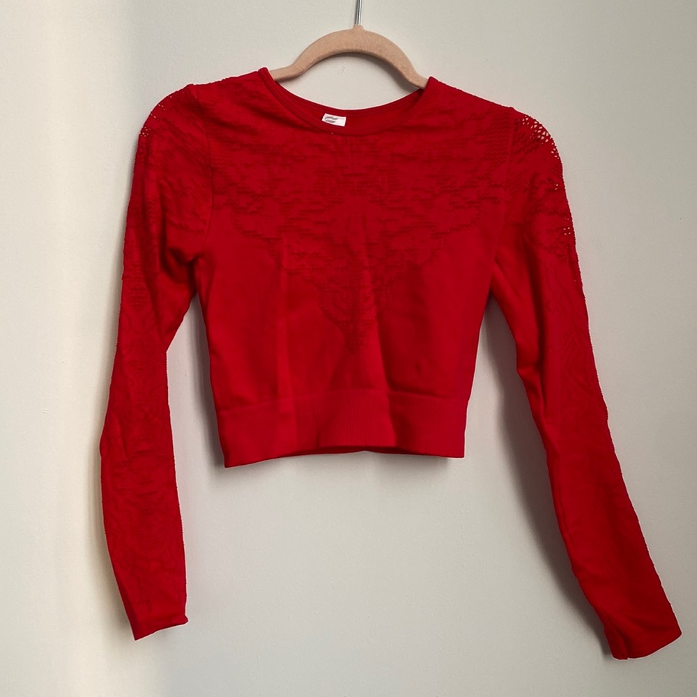 Fabletics Red Lasercut Crop Top Size Small